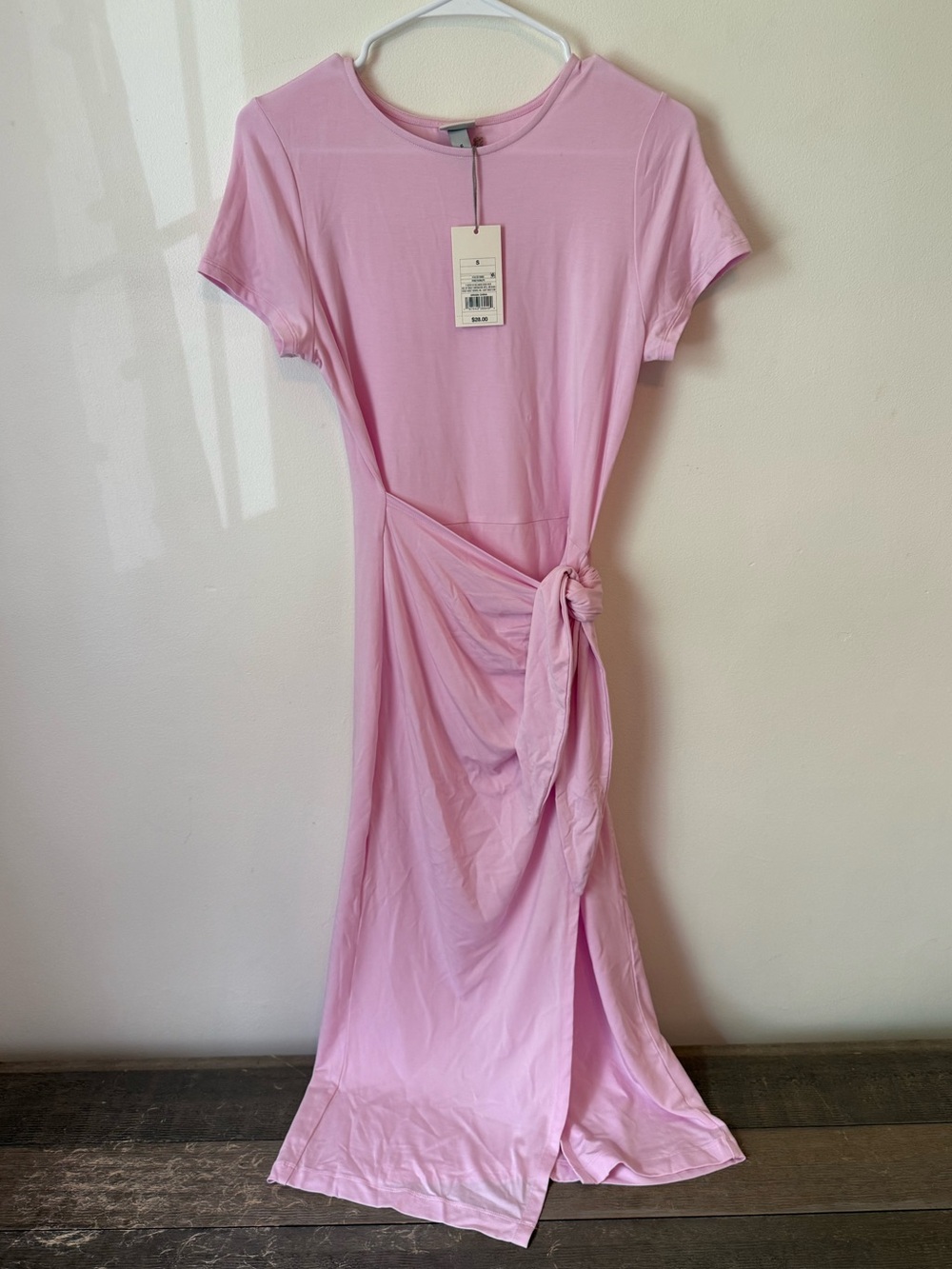 a new day Pink side tie Short Sleeve Maxi Dress